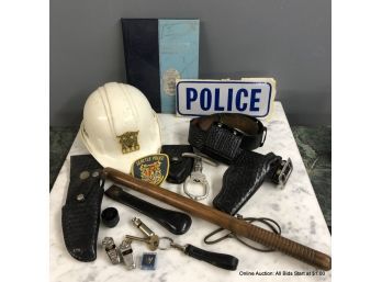Lot Of Seattle Police Department Accessories , The Iron Claw , Yearbook , Belt, Gun Holder , Whistles