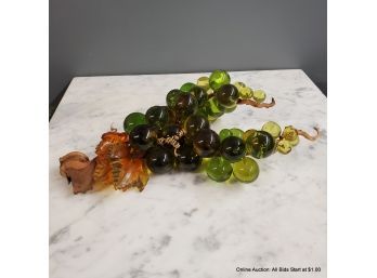 Large Green Acrylic Grape Cluster With Wood Support