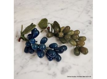 Pair Of Green Stone Grape Clusters
