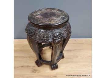 Chinese Carved Wood Garden Stool