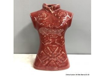 Red Asian Inspired Torso Vessel