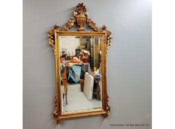 Ornate Gold Frame Mirror With Urn And Swag Decoration