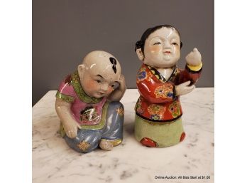 Pair Of Chinese Porcelain Children