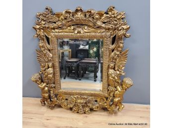 Ornate Cherub And Mask Theme Gilt Frame Mirror