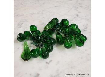 Pair Of Green Glass Grapes Clusters