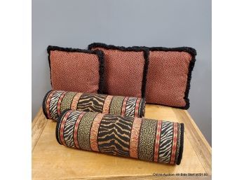 Lot Of Two Bolster And Three Throw Pillows