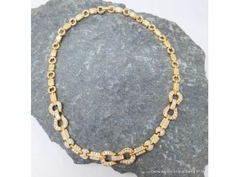 One 18K Yellow Gold And Diamond Chain Necklace Measuring  16' Total Weight 58 Grams