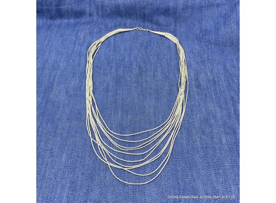 Multistrand Silver Tube Bead Necklace