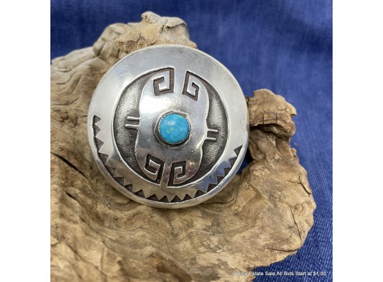 Silver And Turquoise Belt Buckle