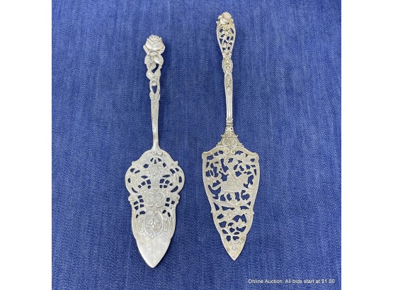 Lot Of Two (2) 800 Silver Ornate Pie/Cake Servers