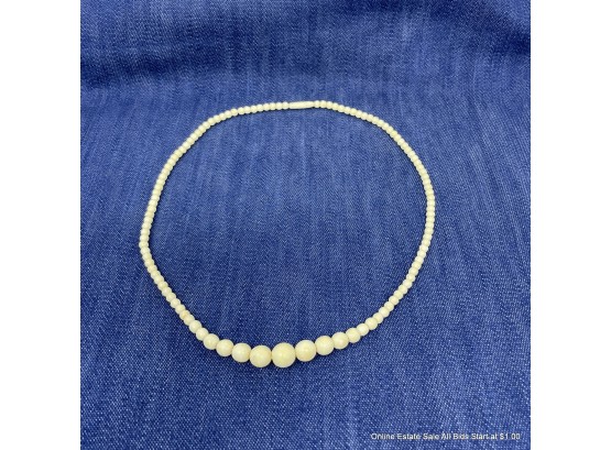 Cream Colored Celluloid Bead Necklace