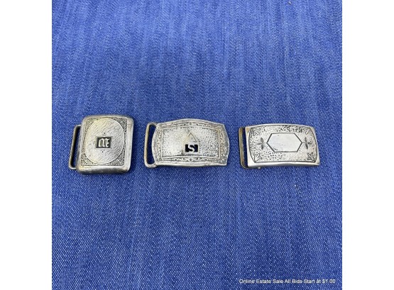Lot Of Three (3) Small Silver Belt Buckles