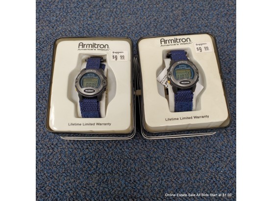 Two Armitron Instalite Digital All Sport Wrist Watches