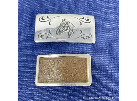 Lot Of Two (2) Stainless Steel Belt Buckles