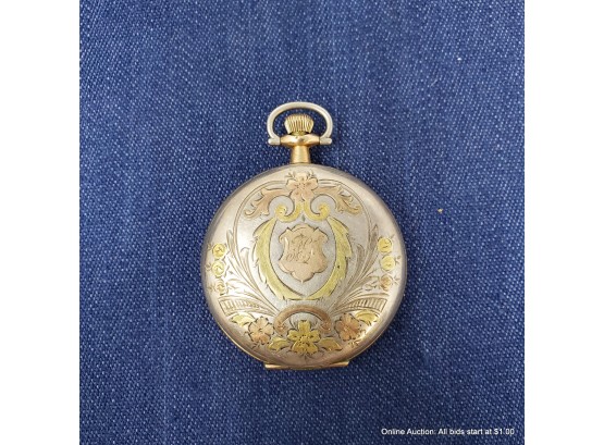 Elgin Hunter Case Pocket Watch Sterling 17 Jewels