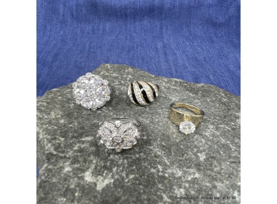 Lot Of Four (4) Costume Jewelry Rings, Size 8.5