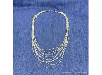 Multistrand Silver Tube Bead Necklace