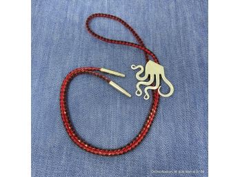 Red & Black Velvet 38' Bolo With Silver Clasp