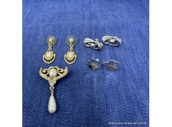 Lot Of Assorted Earrings And Pins & Brooch
