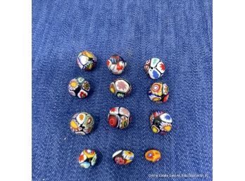 Lot Of Twelve (12) Painted Stone Beads Ready For Stringing