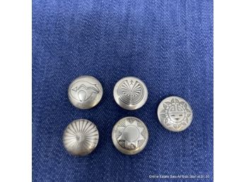 Set Of Five (5) Southwestern Silver Button Covers