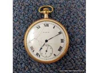 Elgin Gold Plated Monogramed Open Face 15 Jewel Pocket Watch Serial Number 19868208