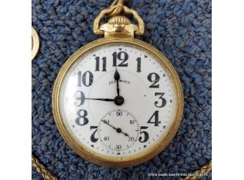Illinois Watch Co. Bunn Special Pocket Watch With Chain And Fob Serial Number 4464069