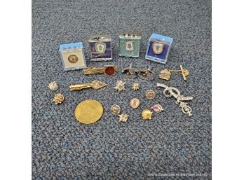 Lot Of Fraternal And Union Pins, Tie Tacks, & Cuff Links