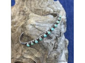 Unmarked Silver Bracelet With Turquoise