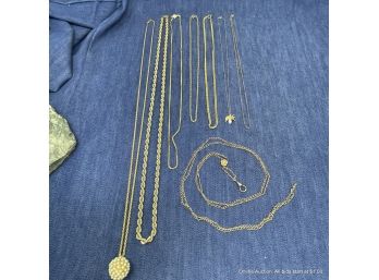 Lot Of Eight (8) Assorted Necklaces Including 14k Bee Pendant Necklace
