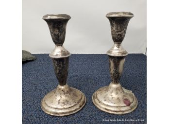 Reed And Barton Weighted Sterling Silver Candlesticks 6.5' Tall