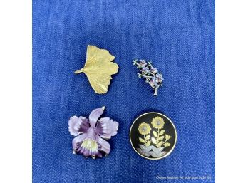 Lot Of Four (4) Assorted Botanical Themed Pins/Brooches