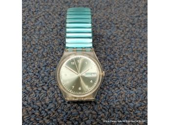 Classic Swatch Day Date Wrist Watch In Seafoam