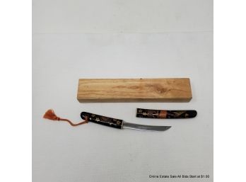 Japanese Samurai Sword Letter Opener With Hand Painted Sheath