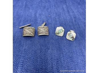 Lot Of Two (2) Pairs Of Vintage Silver Cufflinks