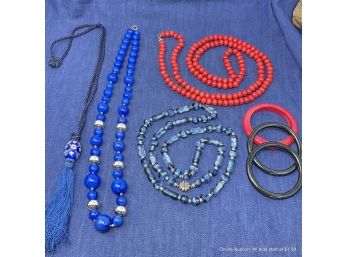 Lot Of Assorted Statement Necklaces And Bangle Bracelets
