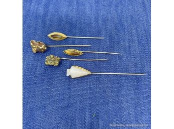 Lot Of Five (5) Various 14k And Up Gold Hat Pins