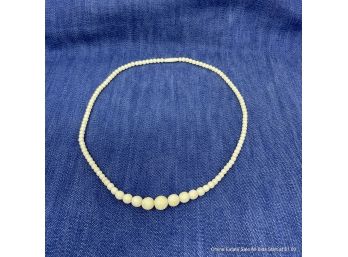 Cream Colored Celluloid Bead Necklace