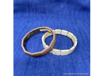 Lot Of Two (2) Stone Elastic Bracelets
