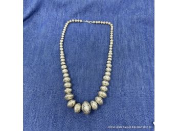 Unmarked Silver Beaded Necklace