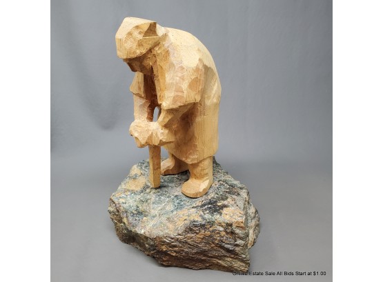 Richard Beyer Wood And Stone Carving Maquette, Unsigned