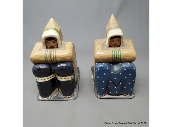 Pair Of Inuit Carved Wood Bookends