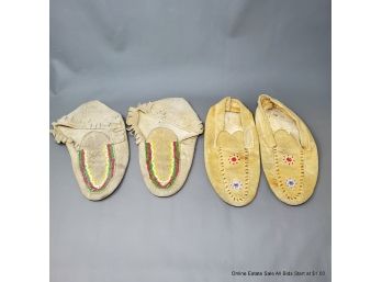 Two (2) Pairs Of Beaded Moccasins