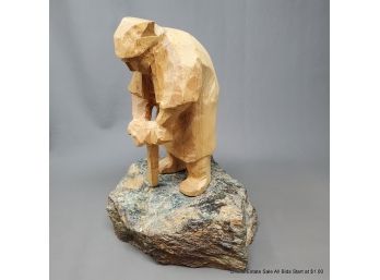 Richard Beyer Wood And Stone Carving Maquette, Unsigned