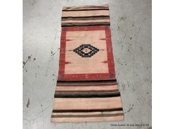 Vintage Hand Woven Wool Carpet From Mexico