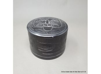 Haida Lidded Vessel With Bear And Whale Motif