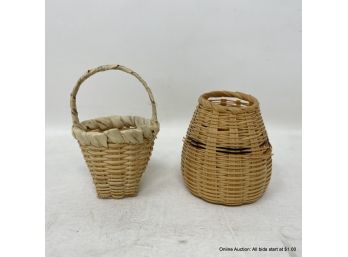 Pair Of Cherokee Honeysuckle Wicker Baskets