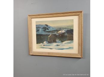 Offset Lithograph By Rockwell Kent, Titled Winter. Island Monhegan