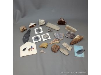 Collection Of Arrowheads And Stone Specimens Including Agate