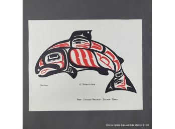 Haida Block Print Salmon By Edwin Terwilliger